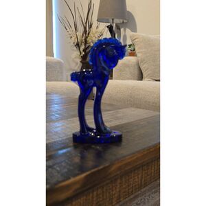 Vintage Midcentury Rare Mosser Glass Cobalt Blue Figurine Sculpture Horse